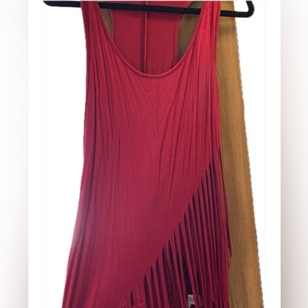 Layered High low Red Top Fringe 12PM by mon Ami